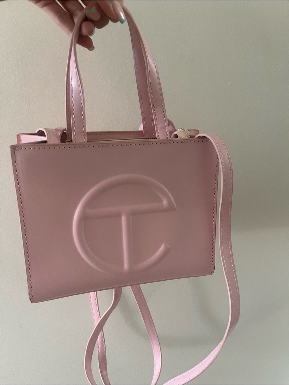 Pink Embossed Logo Tote Bag